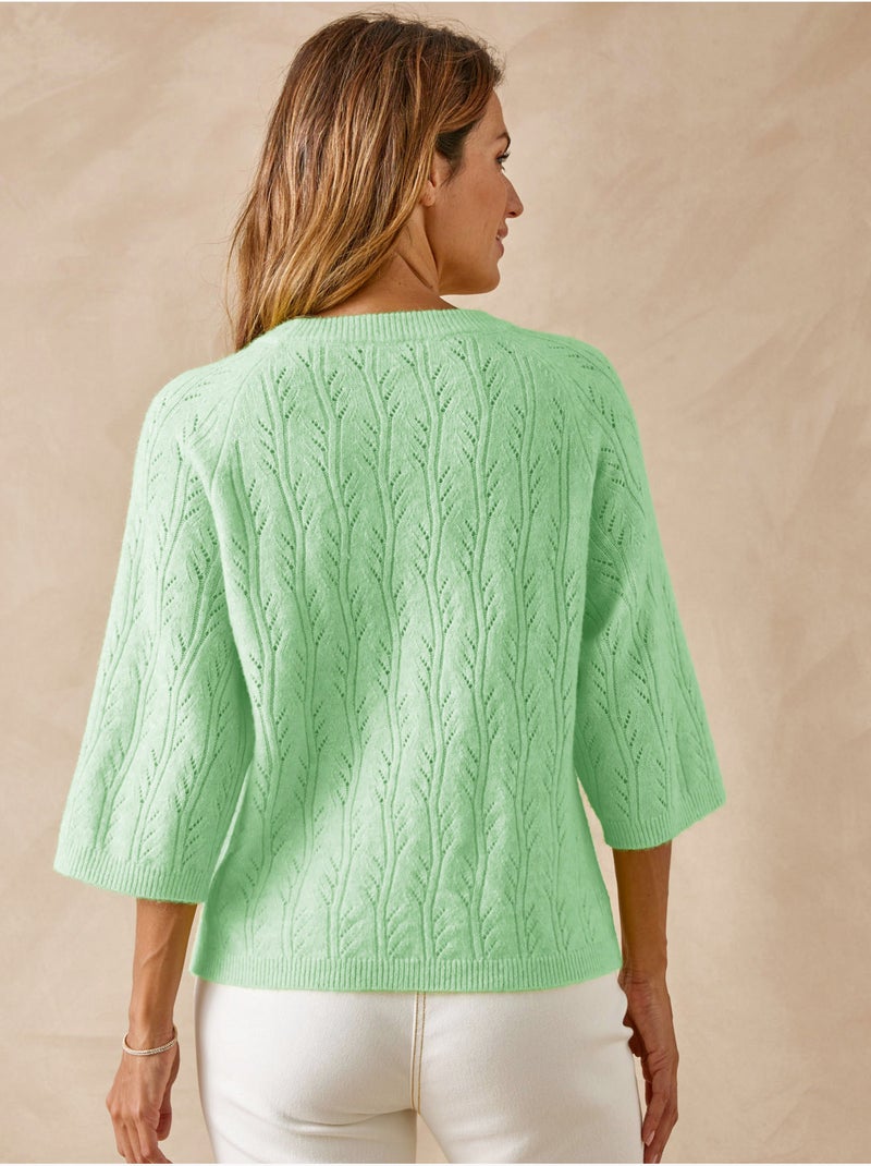 Pull manches au coude 5% laine - DAXON Vert - Kiabi