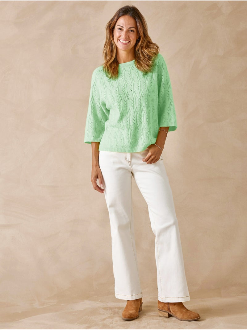 Pull manches au coude 5% laine - DAXON Vert - Kiabi