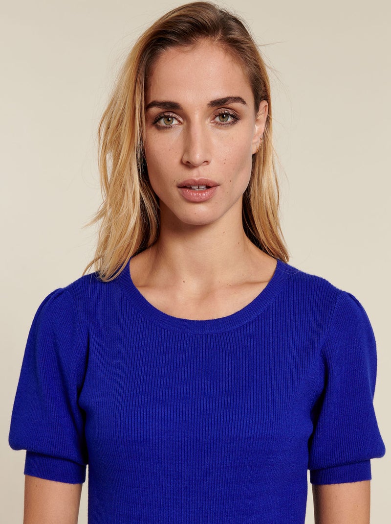 Pull manches ballon - Damart Bleu saphir - Kiabi