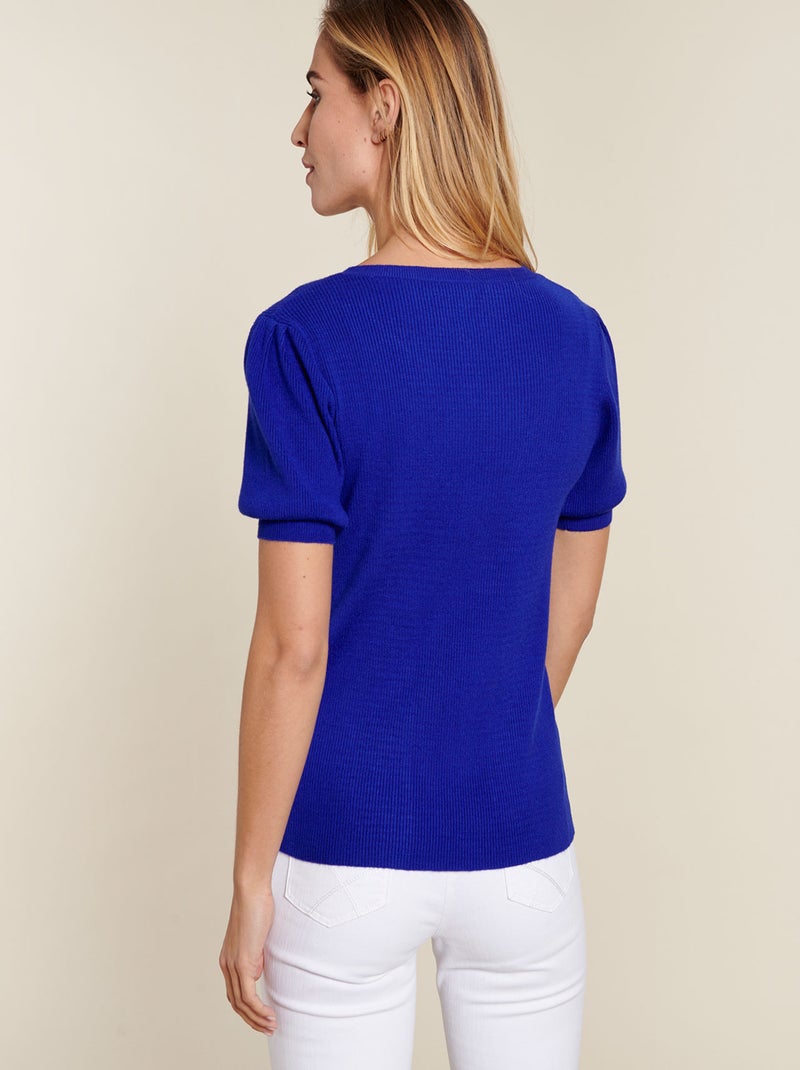 Pull manches ballon - Damart Bleu saphir - Kiabi