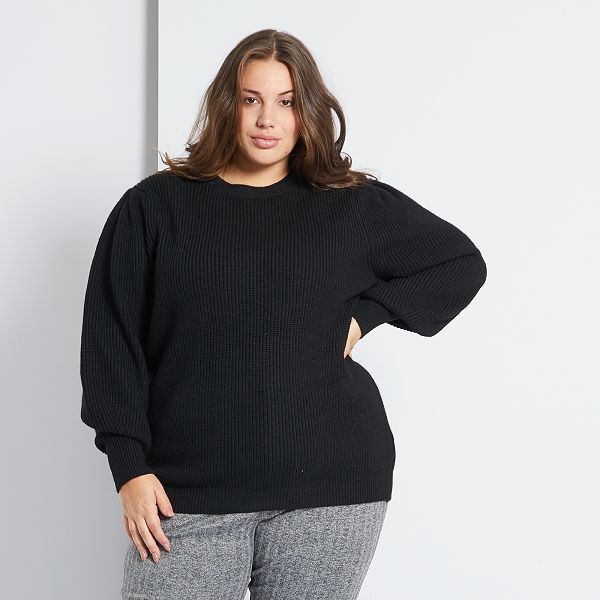 Pull manches  ballon  Grande taille femme  noir Kiabi 