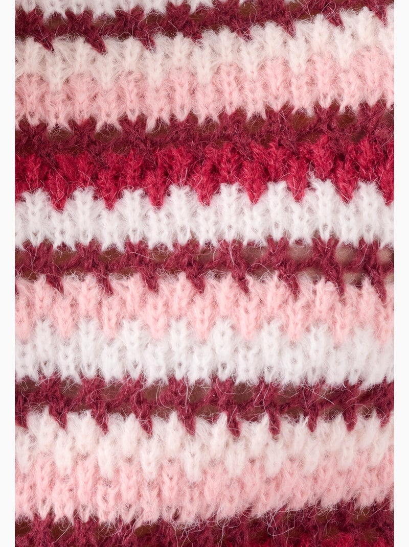 Pull manches ballon rayé - Damart Rouge - Kiabi