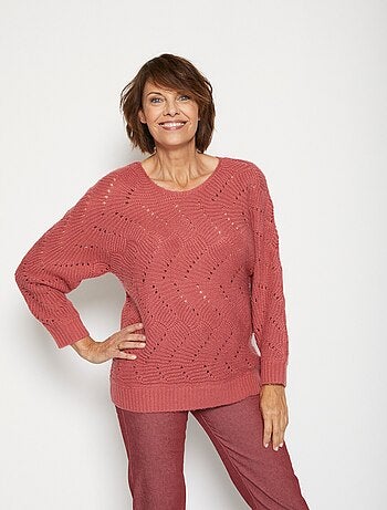 Pull manches chauve-souris maille fantaisie - Afibel