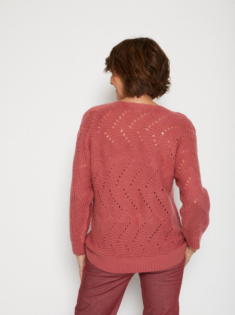 Pull manches chauve-souris maille fantaisie - Afibel Rose - Kiabi