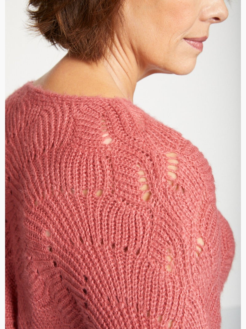 Pull manches chauve-souris maille fantaisie - Afibel Rose - Kiabi
