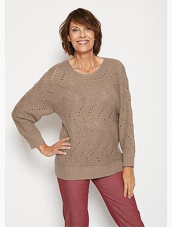Pull manches chauve-souris maille fantaisie - Afibel
