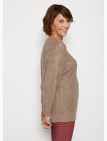 Pull manches chauve-souris maille fantaisie - Afibel