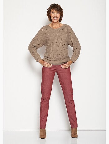 Pull manches chauve-souris maille fantaisie - Afibel
