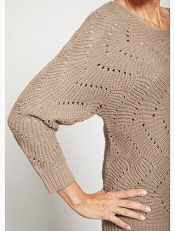 Pull manches chauve-souris maille fantaisie - Afibel