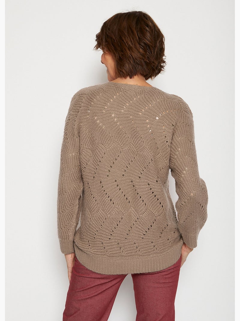 Pull manches chauve-souris maille fantaisie - Afibel Taupe - Kiabi