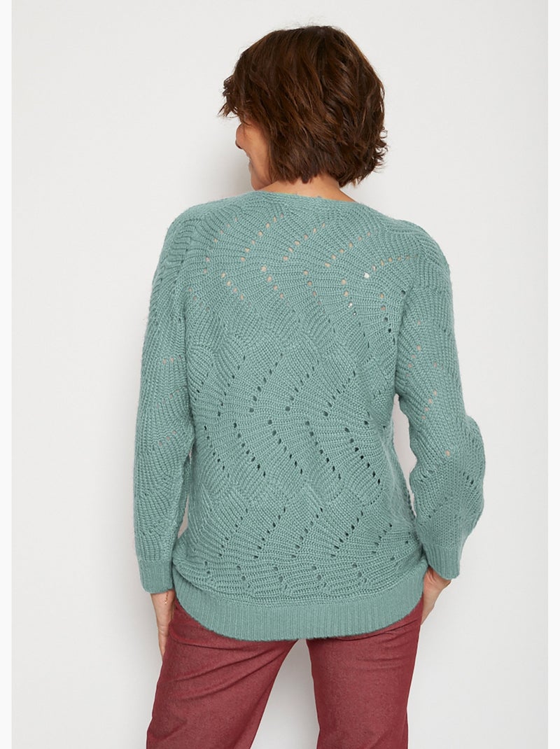 Pull manches chauve-souris maille fantaisie - Afibel Vert - Kiabi