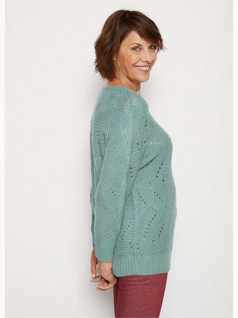 Pull manches chauve-souris maille fantaisie - Afibel Vert - Kiabi