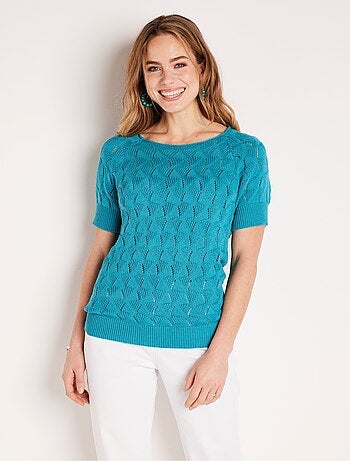 Pull manches courtes ajouré - Afibel