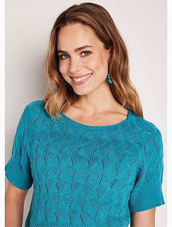 Pull manches courtes ajouré - Afibel