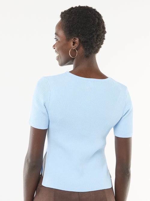 Pull manches courtes avec boutons fantaisie - Kiabi