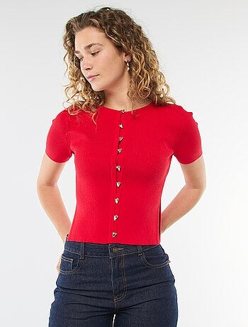 Pull manches courtes avec boutons fantaisie