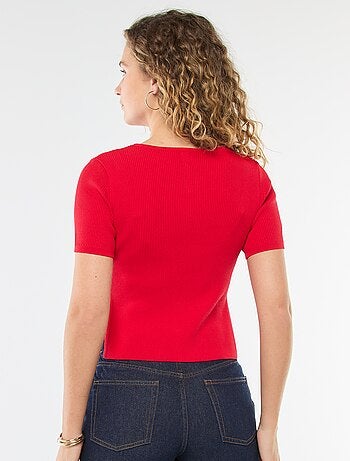 Pull manches courtes avec boutons fantaisie