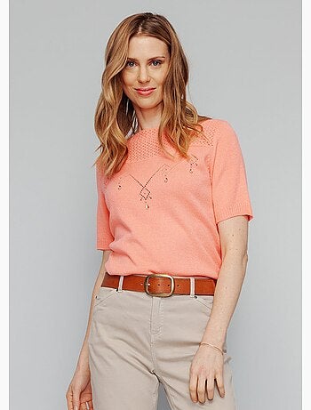 Pull manches courtes avec strass - Afibel