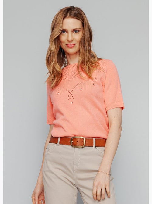 Pull manches courtes avec strass - Afibel - Kiabi