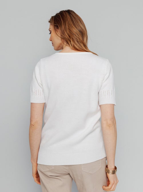 Pull manches courtes, détails ajourés - Afibel - Kiabi