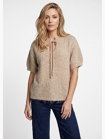 Pull manches courtes doux avec laine - afibel