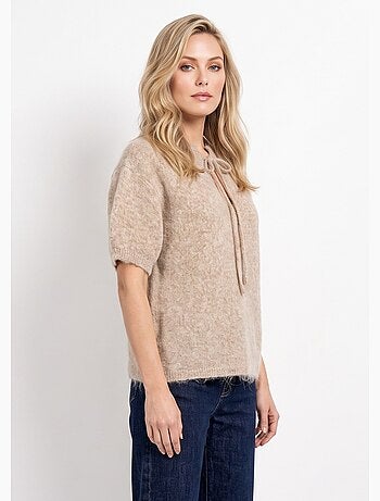Pull manches courtes doux avec laine - afibel
