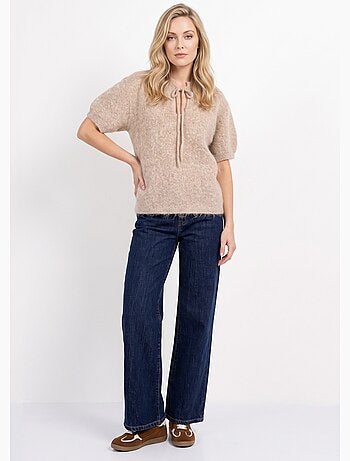 Pull manches courtes doux avec laine - afibel