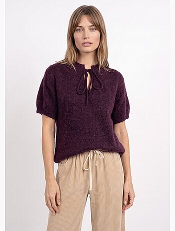 Pull manches courtes doux avec laine - afibel
