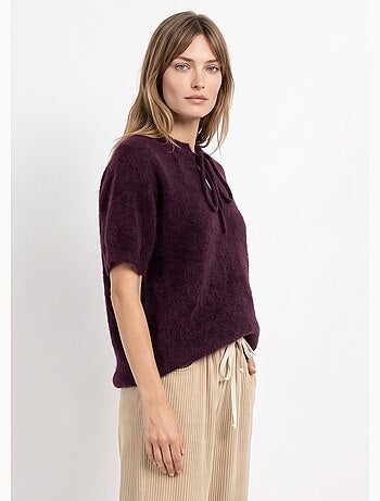 Pull manches courtes doux avec laine - afibel