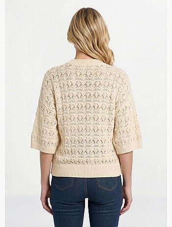 Pull manches courtes en maille ajourée - Afibel