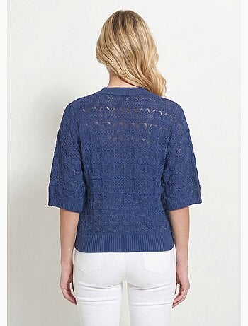 Pull manches courtes en maille ajourée - Afibel