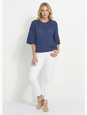 Pull manches courtes en maille ajourée - Afibel