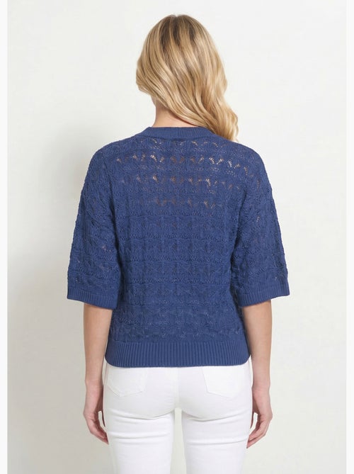 Pull manches courtes en maille ajourée - Afibel - Kiabi