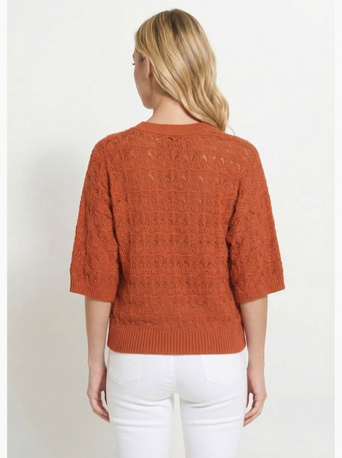 Pull manches courtes en maille ajourée - Afibel - Kiabi