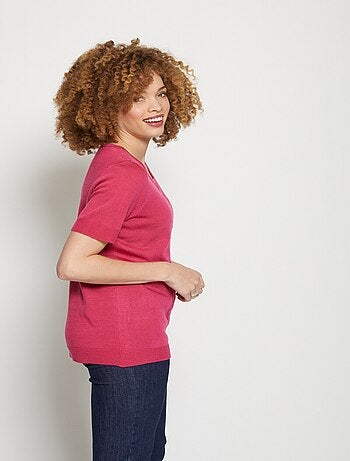 Pull manches courtes fantaisie brodée - AFIBEL