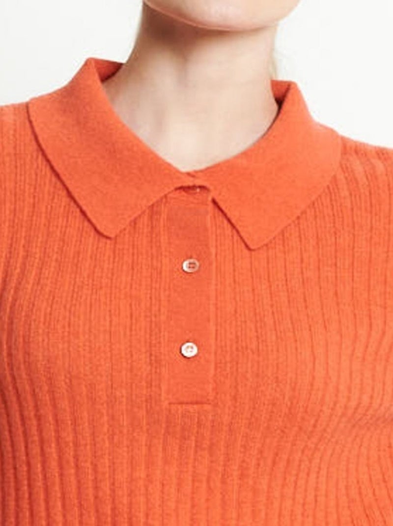 Pull manches courtes femme 100% cachemire - RIA 13 Orange mandarine - Kiabi