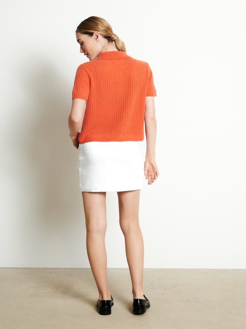 Pull manches courtes femme 100% cachemire - RIA 13 Orange mandarine - Kiabi