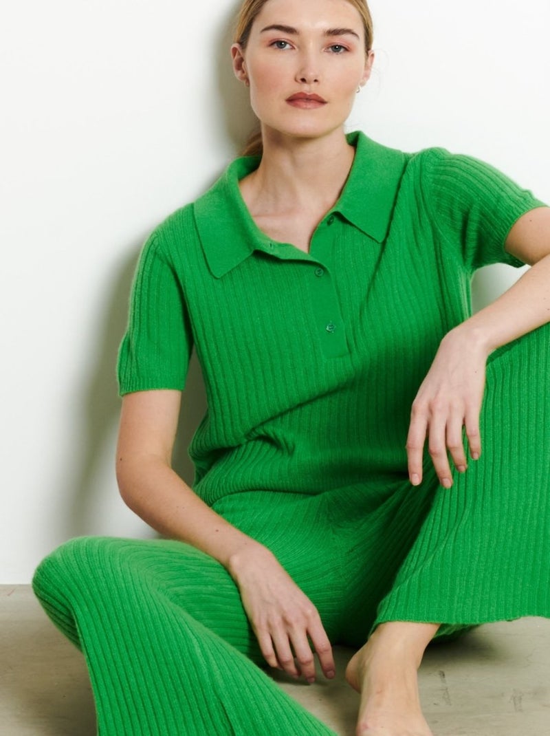 Pull manches courtes femme 100% cachemire - RIA 13 Vert - Kiabi