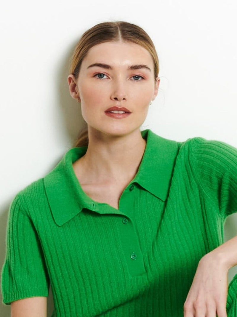 Pull manches courtes femme 100% cachemire - RIA 13 Vert - Kiabi