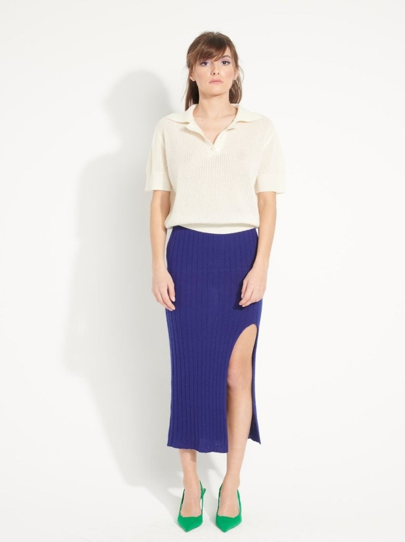 Pull manches courtes femme 100% cachemire ajouré  - AVA 1 Blanc - Kiabi