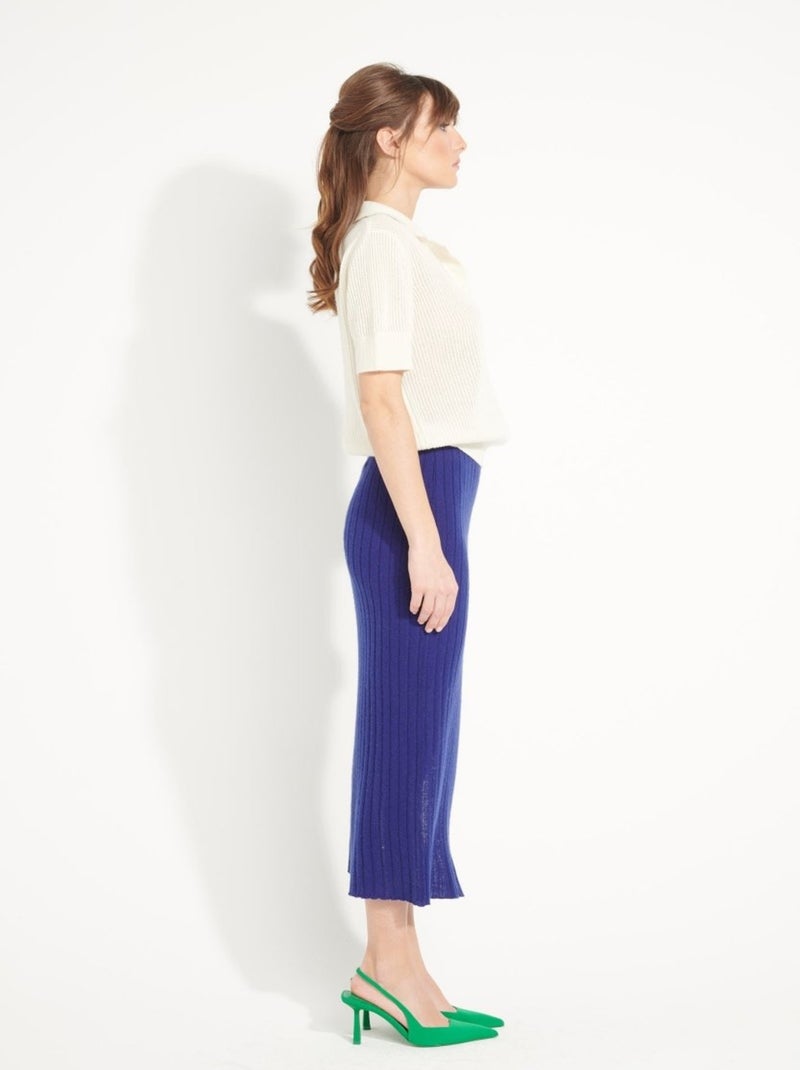 Pull manches courtes femme 100% cachemire ajouré  - AVA 1 Blanc - Kiabi
