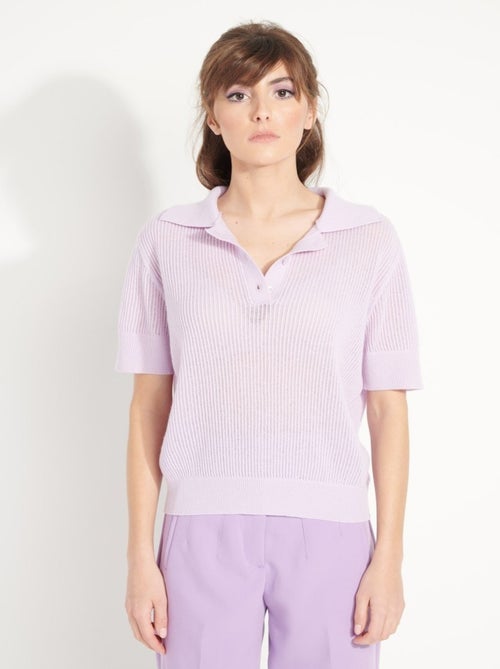 Pull manches courtes femme 100% cachemire ajouré  - AVA 1 - Kiabi