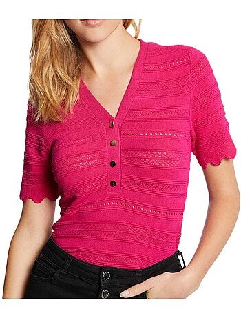 Pull Manches courtes Fuchsia Femme Morgan ISHI
