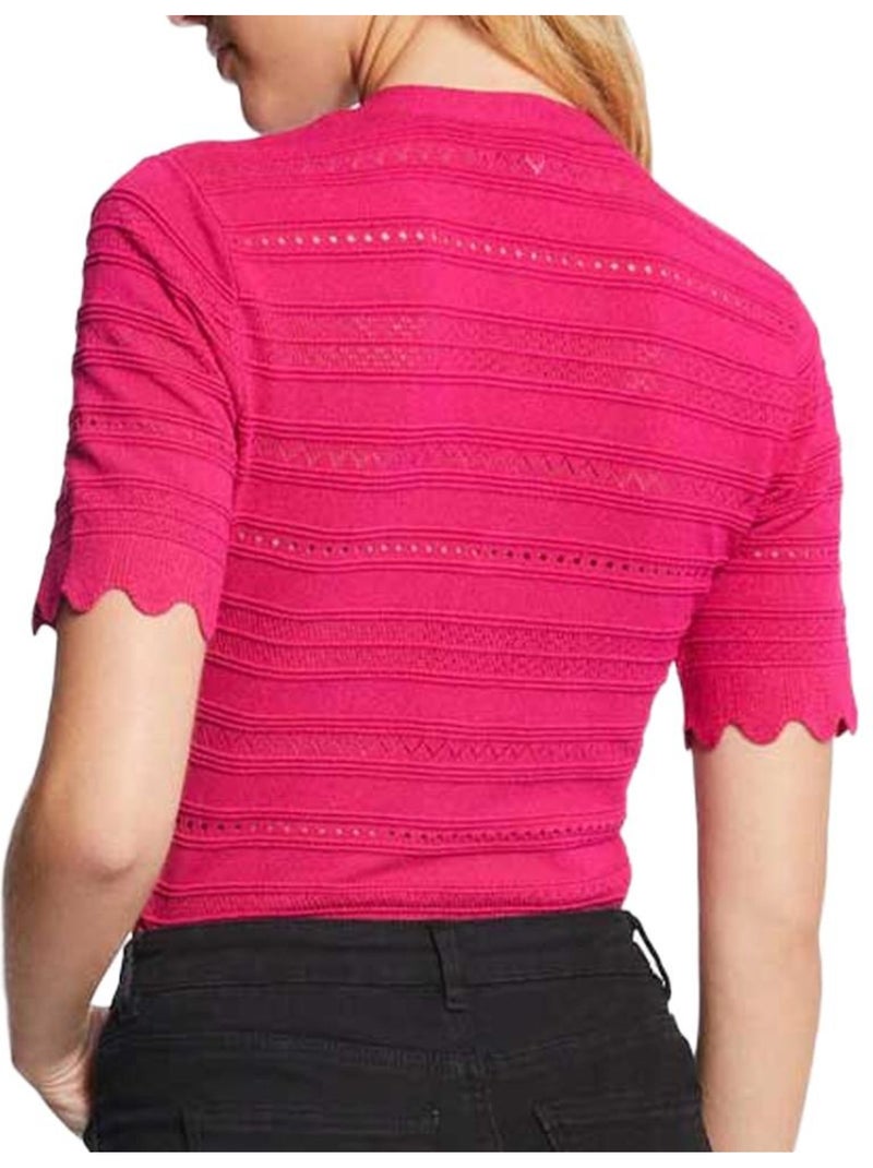 Pull Manches courtes Fuchsia Femme Morgan ISHI Rose - Kiabi