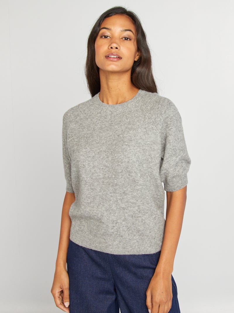 Pull manches courtes Gris - Kiabi