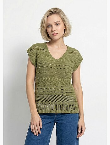 Pull manches courtes grosse maille - Afibel