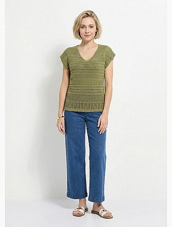Pull manches courtes grosse maille - Afibel