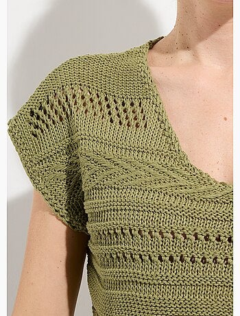 Pull manches courtes grosse maille - Afibel
