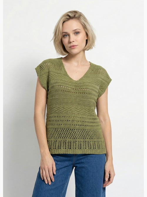 Pull manches courtes grosse maille - Afibel - Kiabi