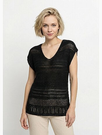 Pull manches courtes grosse maille - Afibel